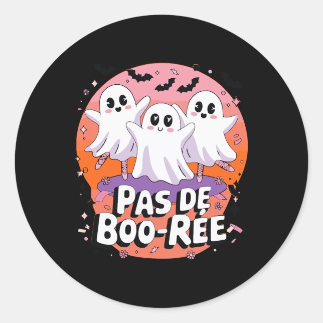 Sticker Rond Pas De Boo-rée Ghost Ballet Danse Professeur Funny (Devant)