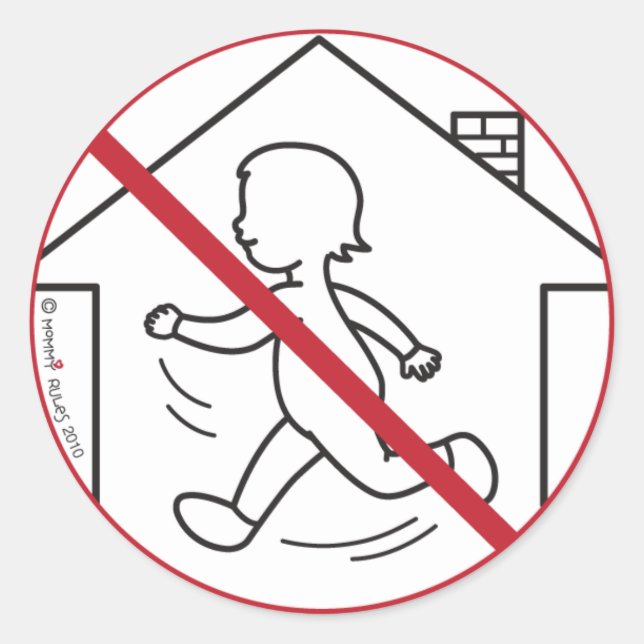 Sticker Rond Pas de course à la Maison ! (Devant)