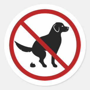 Sticker Rond Pas de défécation de chien avec silhouette de chie