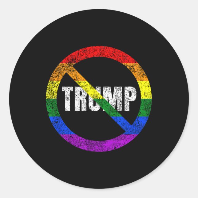 Sticker Rond Pas de Gay pride du drapeau arc-en-ciel Trump anti (Devant)