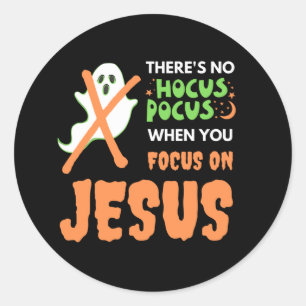 Sticker Rond PAS DE HOCUS POCUS Christian Halloween