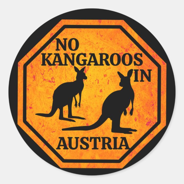 Sticker Rond Pas De Kangaroos En Autriche Kangaroo (Devant)
