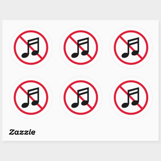 Sticker Rond Pas de musique forte autorisée signal d'interdicti (Feuille)
