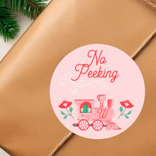 Sticker Rond Pas de Peeking rose Vintage train Monogramme rose