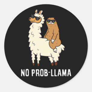 Sticker Rond Pas de problème mignon sans prob Llama Llama 209 V