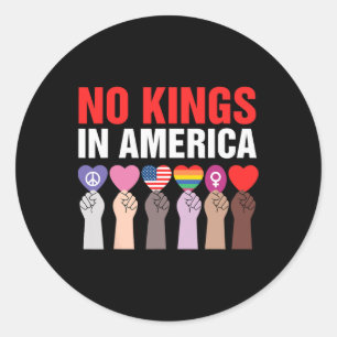 Sticker Rond Pas de rois en Amérique Anti Trump Démocratie Tee