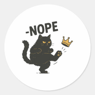 Sticker Rond Pas De Rois En Amérique Chat Noir Drôle Chat Kicki