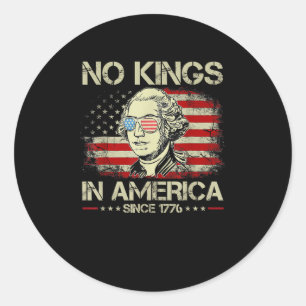 Sticker Rond Pas de rois en Amérique depuis 1776 Drapeau Vintag