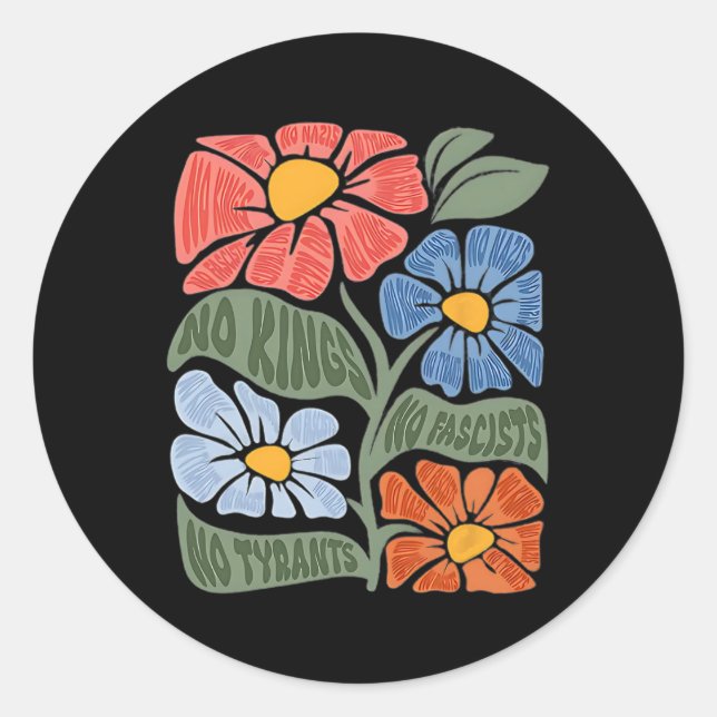 Sticker Rond Pas de rois ni de fascistes ni de tyrans ni de naz (Devant)