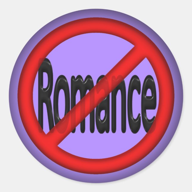 Sticker Rond Pas de romance (Devant)