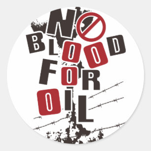 STICKER ROND PAS DE SANG POUR LE PÉTROLE