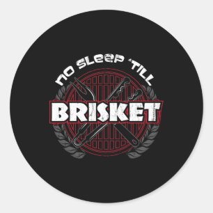 Sticker Rond Pas de sommeil jusqu'à Brisket - Funky Barbecue Gr