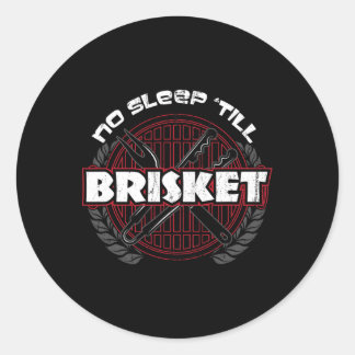 Sticker Rond Pas de sommeil jusqu'à Brisket - Funky Barbecue Gr