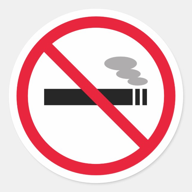 Sticker Rond Pas de tabac interdit de fumer cigarettes (Devant)