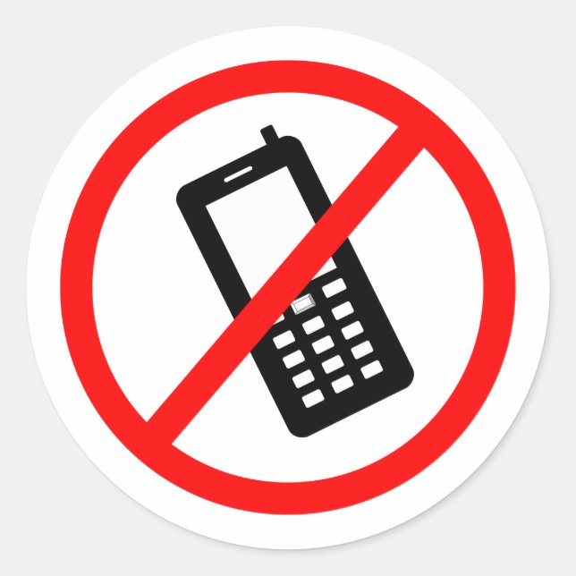 Sticker Rond Pas de téléphone autorisé, éteignez votre téléphon (Devant)