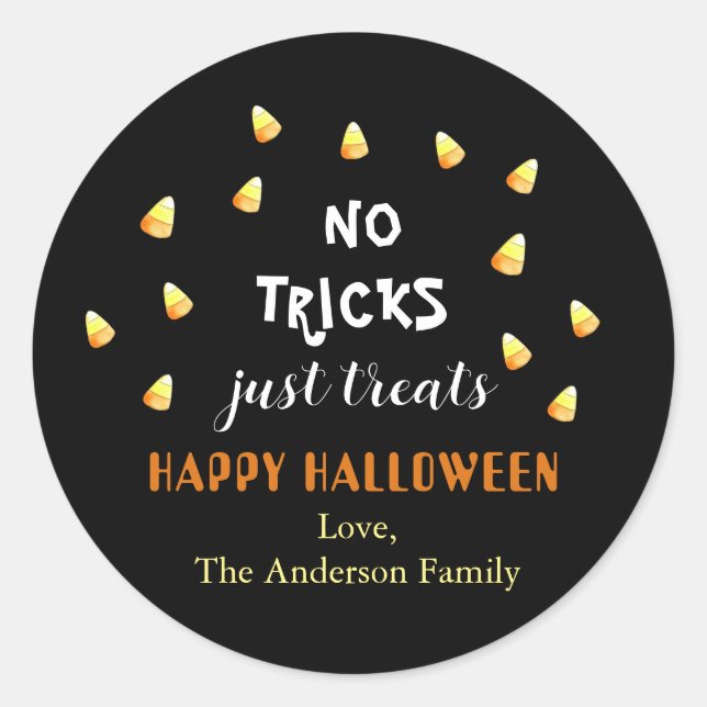 Sticker Rond Pas De Trucs Juste Traiter Candy Corn (Devant)