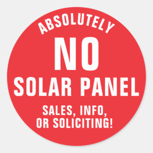 Sticker Rond Pas de vente de panneaux solaires ni de porte d'ap
