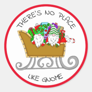 Sticker Rond Pas d'endroit comme Gnome, Noël