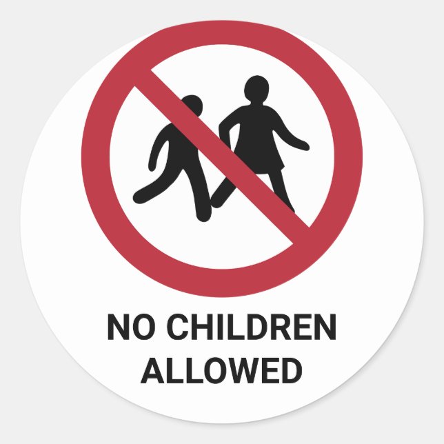 Sticker Rond Pas d'enfants admis, signe d'interdiction (Devant)