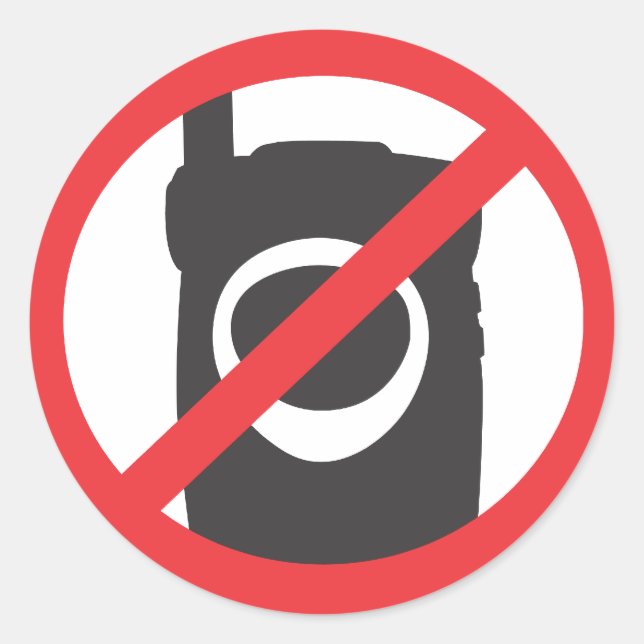 Sticker Rond Pas d'étiquette de zone téléphonique (Devant)
