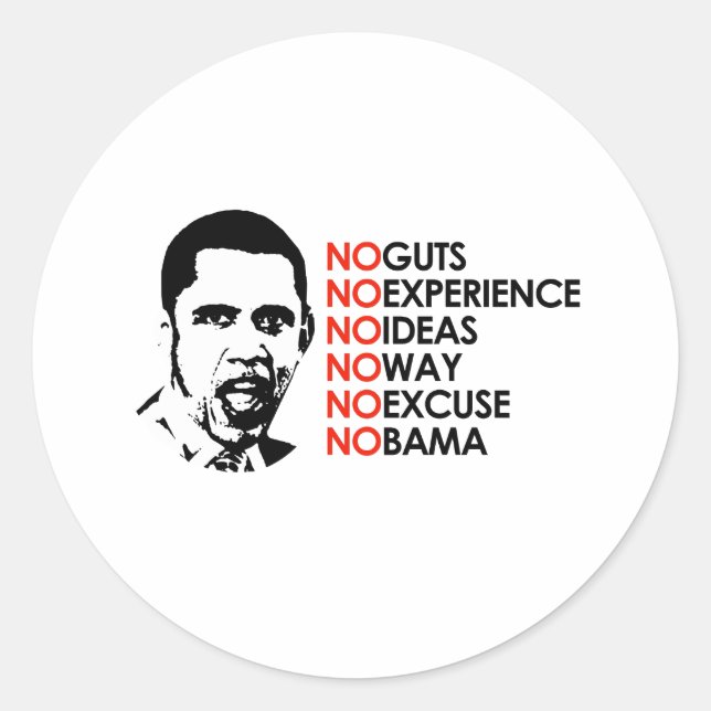 STICKER ROND PAS D'EXPÉRIENCE, PAS D'OBAMA (Devant)