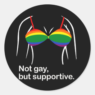 Sticker Rond Pas gay, mais soutien-gorge.png