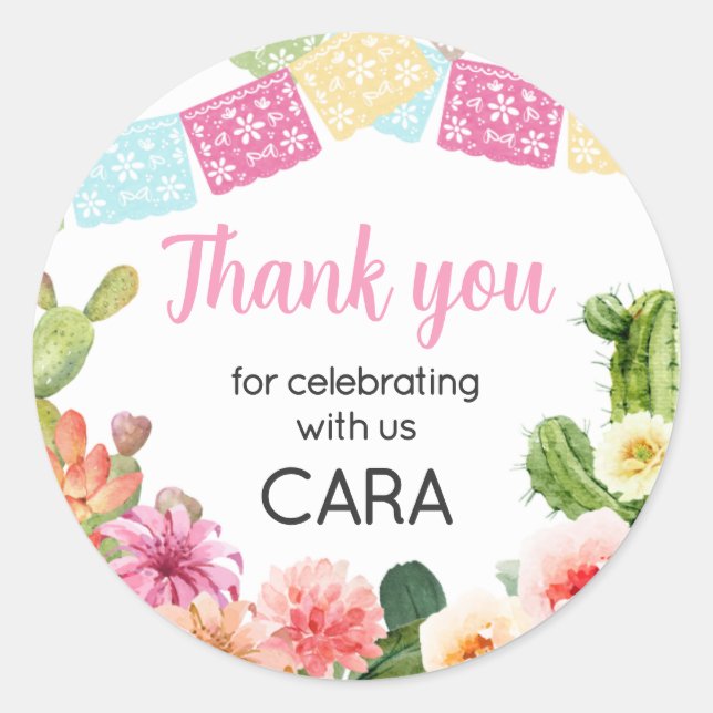 Sticker Rond Pas le temps de Siesta fête d'anniversaire (Devant)