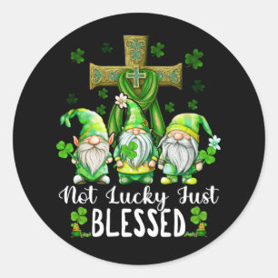 Sticker Rond Pas Lucky juste bienheureux Gnomes Shamrock St pat