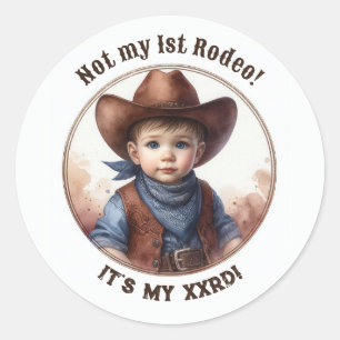 Sticker Rond « Pas mon premier rodéo » Anniversaire western de 