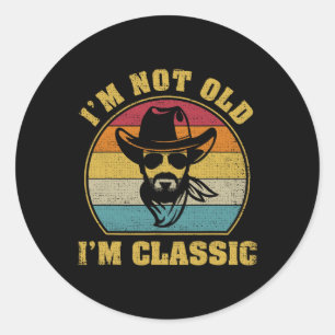 Sticker Rond Pas Vieux Im Clic Us Pays Homme Funny Retro Cowboy
