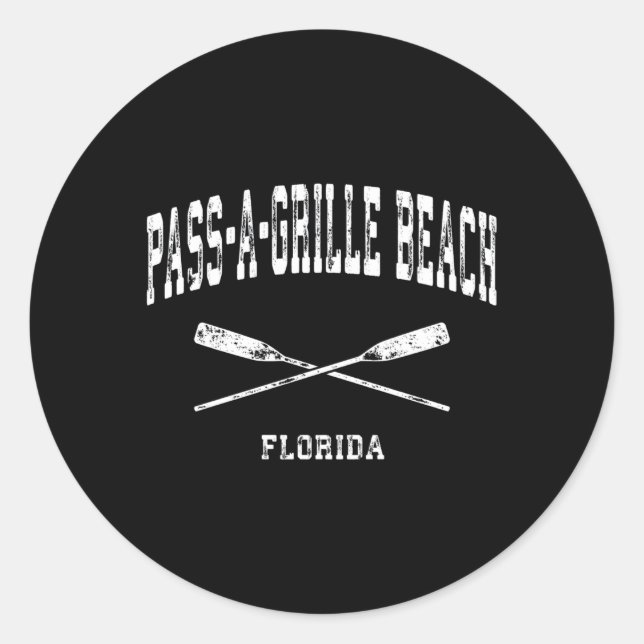 Sticker Rond Pass-A-Grille Beach Floride Nautique Croisé Oars (Devant)