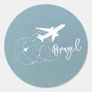 Sticker Rond Passeport Brésil bleu ardoise