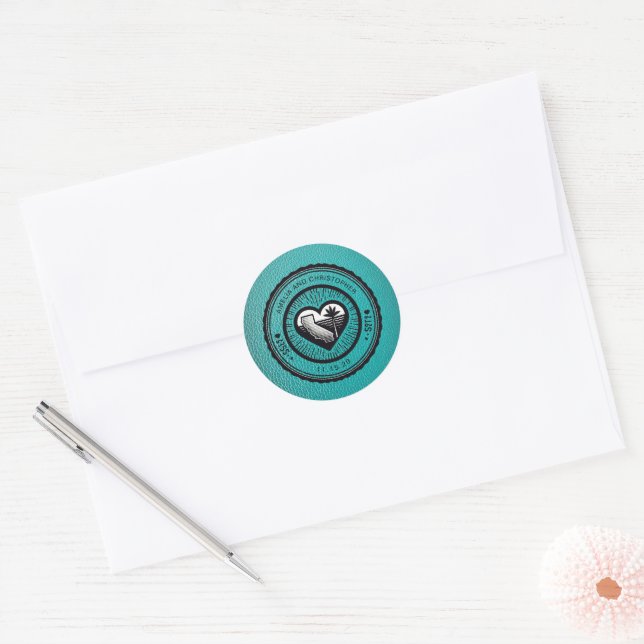 Sticker Rond Passeport de Californie turquoise (Enveloppe)
