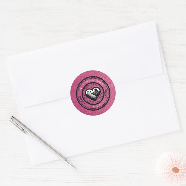 Sticker Rond Passeport de Magenta en Californie (Enveloppe)
