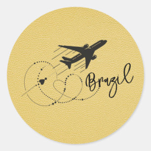 Sticker Rond Passeport du Brésil jaune