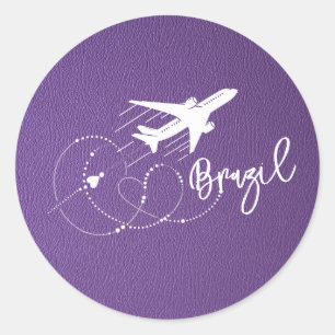 Sticker Rond Passeport du Brésil pourpre