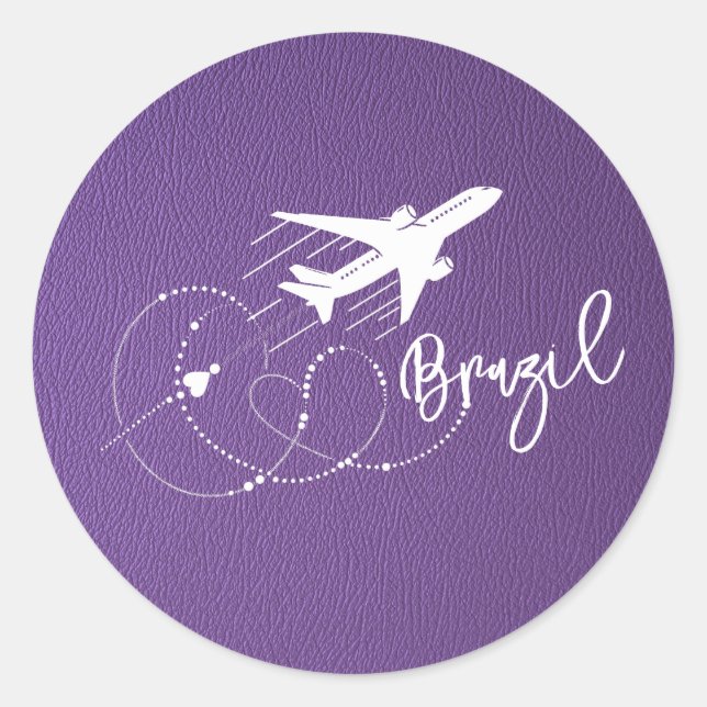 Sticker Rond Passeport du Brésil pourpre (Devant)