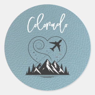 Sticker Rond Passeport du Colorado bleu ardoise