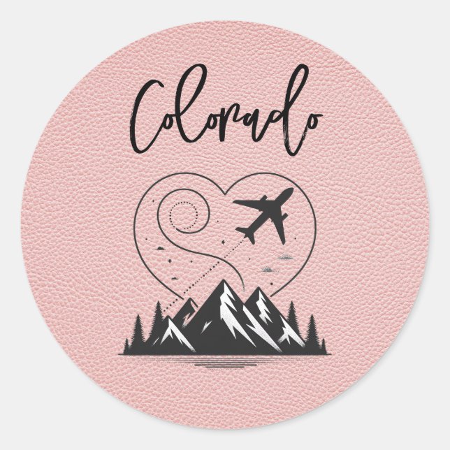 Sticker Rond Passeport du Colorado rose (Devant)