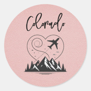Sticker Rond Passeport du Colorado rose
