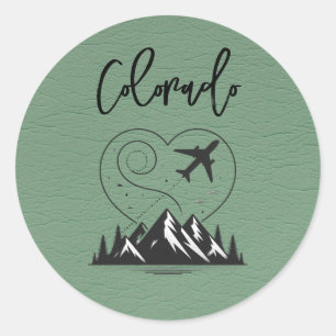 Sticker Rond Passeport du Colorado Vert