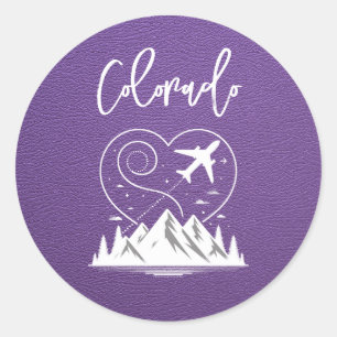 Sticker Rond Passeport du Colorado violet