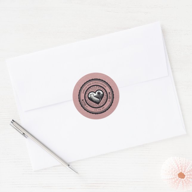 Sticker Rond Passeport Dusty Rose California (Enveloppe)