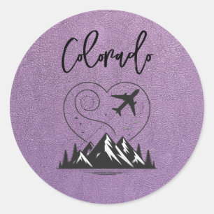 Sticker Rond Passeport Lavender Colorado