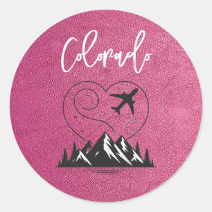 Sticker Rond Passeport Magenta Colorado