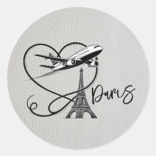 Sticker Rond Passeport Paris Blanc