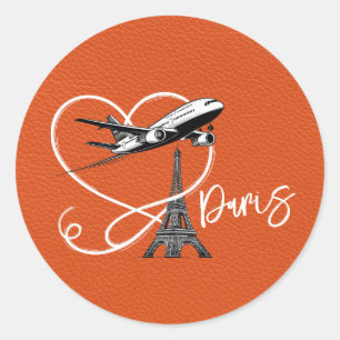 Sticker Rond Passeport Paris Orange