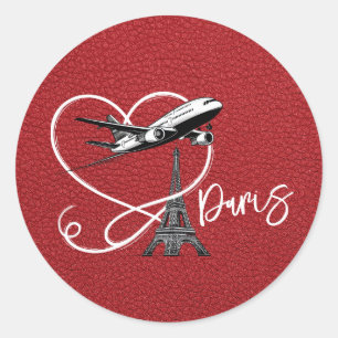 Sticker Rond Passeport Paris Rouge
