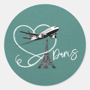 Sticker Rond Passeport Paris Turquoise