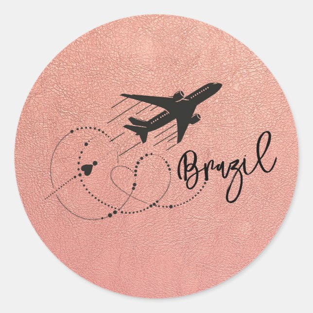 Sticker Rond Passeport rose Gold Brésil (Devant)